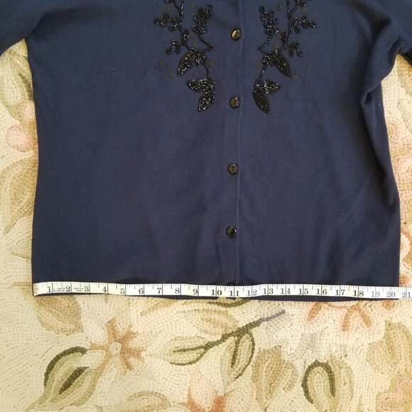 Jones NY Beaded Cardigan Sweater in Deep Navy Blue - Picture 6 of 9